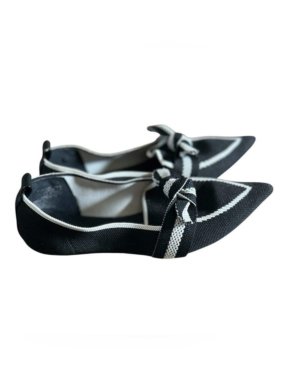 Tahari Women's Sz 7  Florentia Shoes Loafer Slip On Black White Bow Coquette